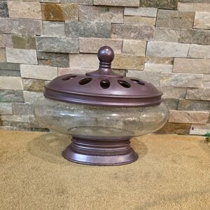 Purple and Clear Glass Decorative Jar